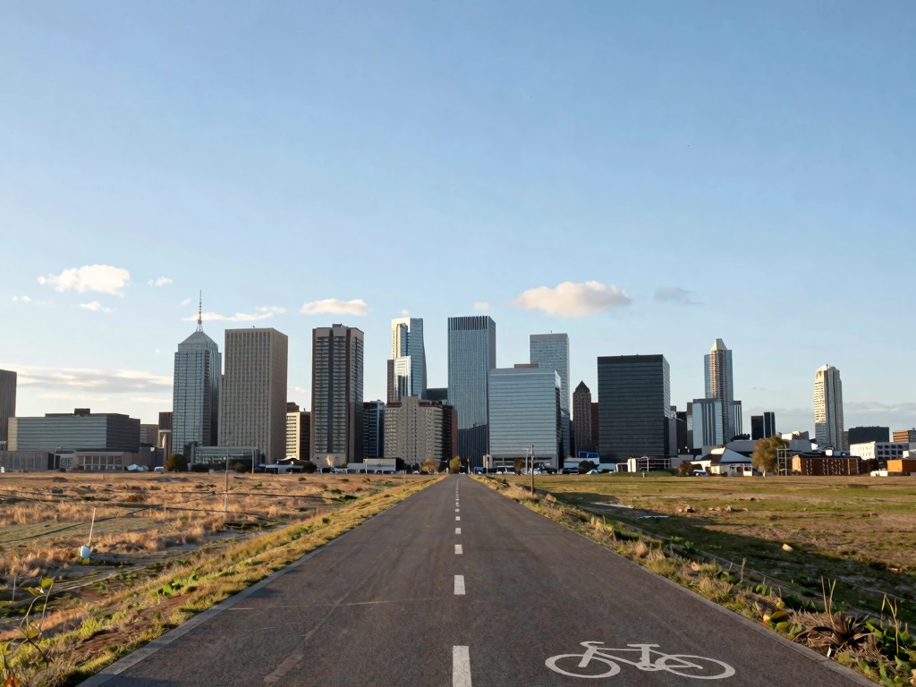 Abstrakt stadskontur med cykelväg